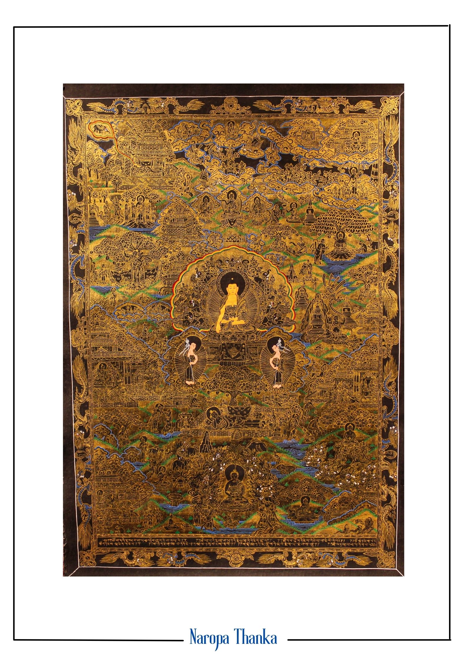 Buddha Life Story Black and Gold 80*57cm