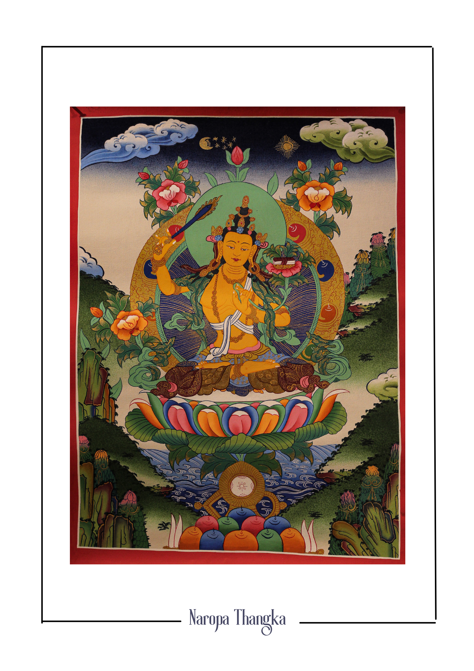 Manjushree, Tibetan Thangka 48-36cm