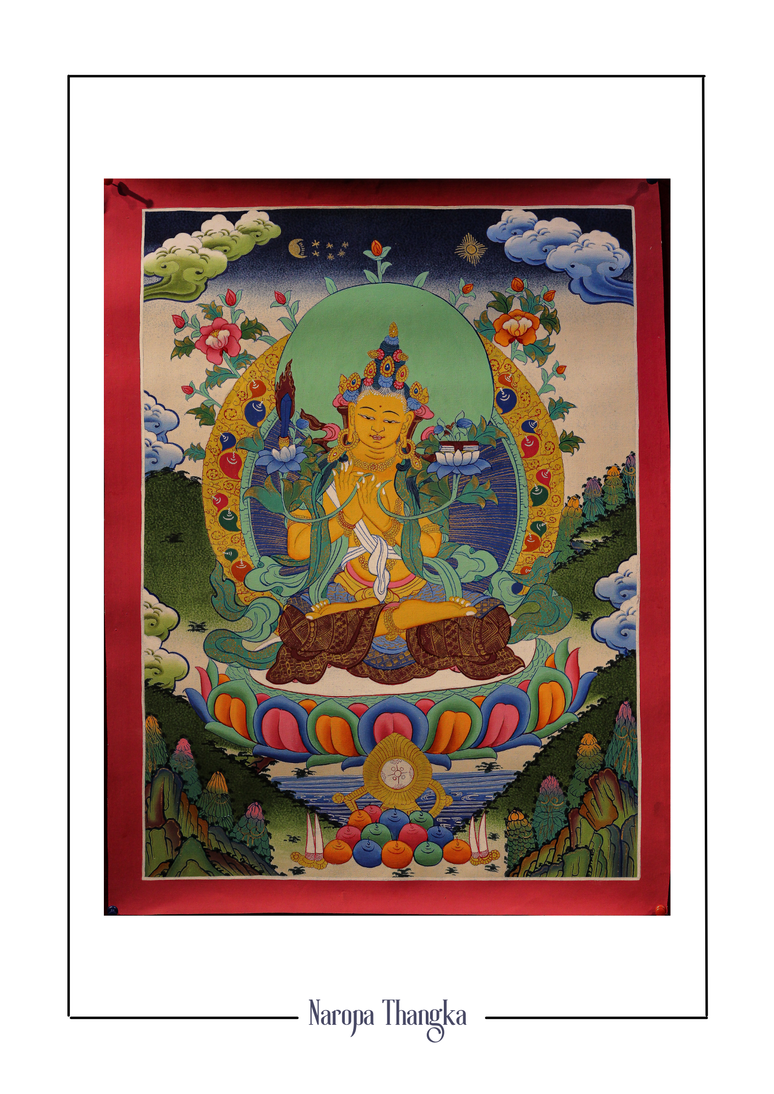Manjushree, Tibetan Thangka 48-36cm