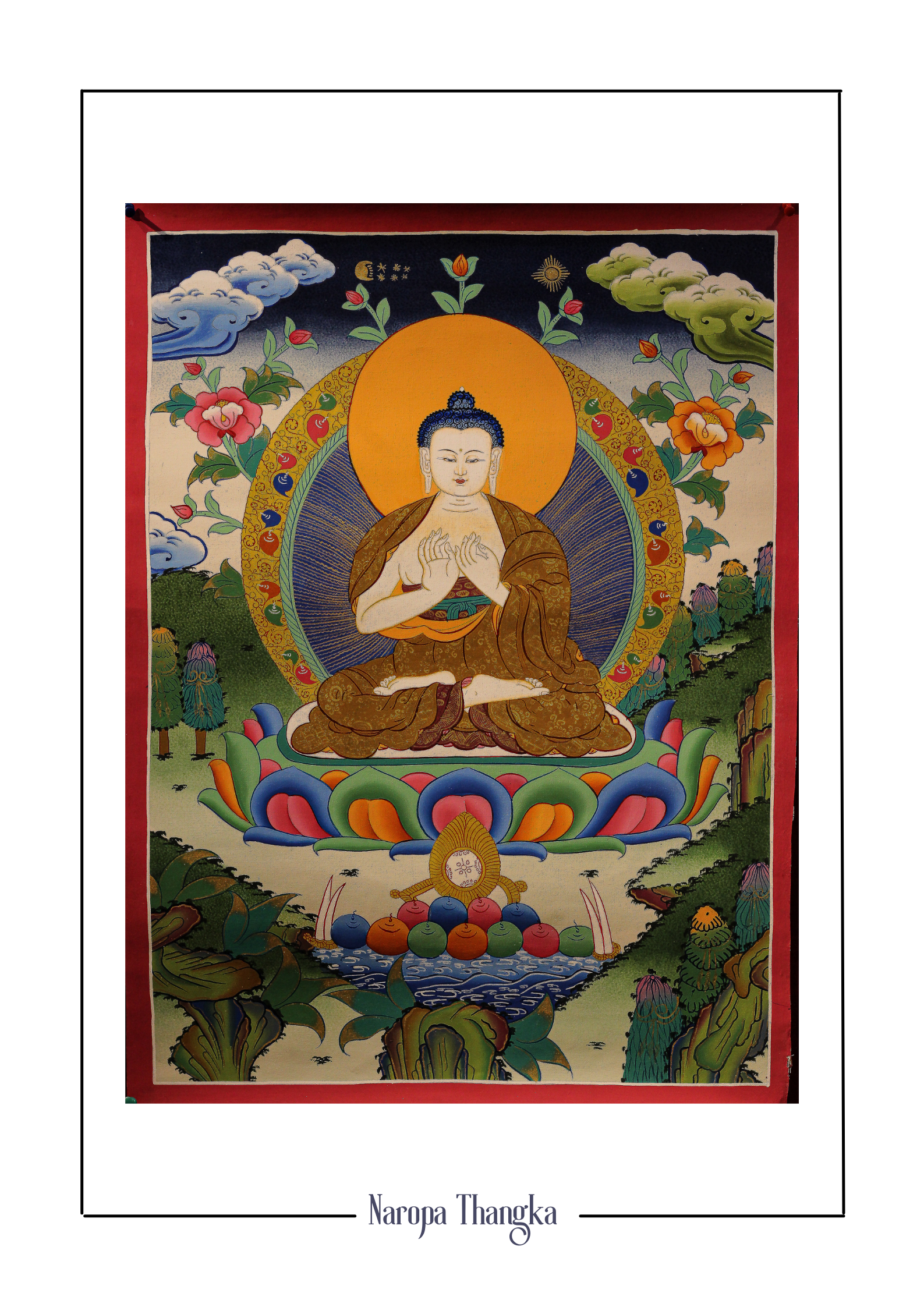Vairochana Buddha (White Buddha), Tibetan Thangka 56-40cm