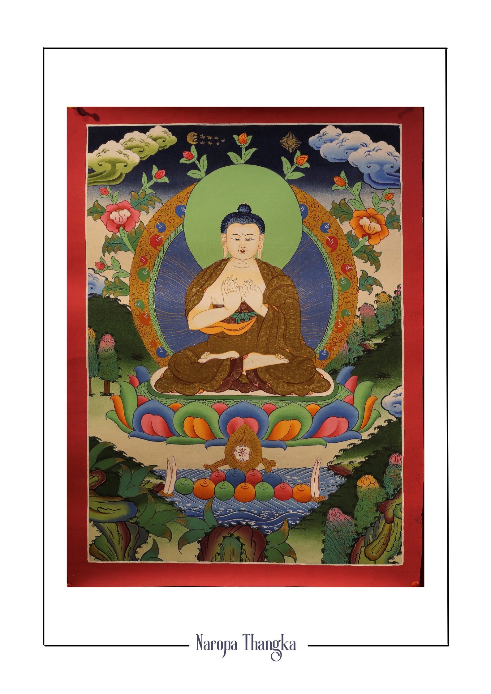Vairochana Buddha (White Buddha), Tibetan Thangka 48-36cm