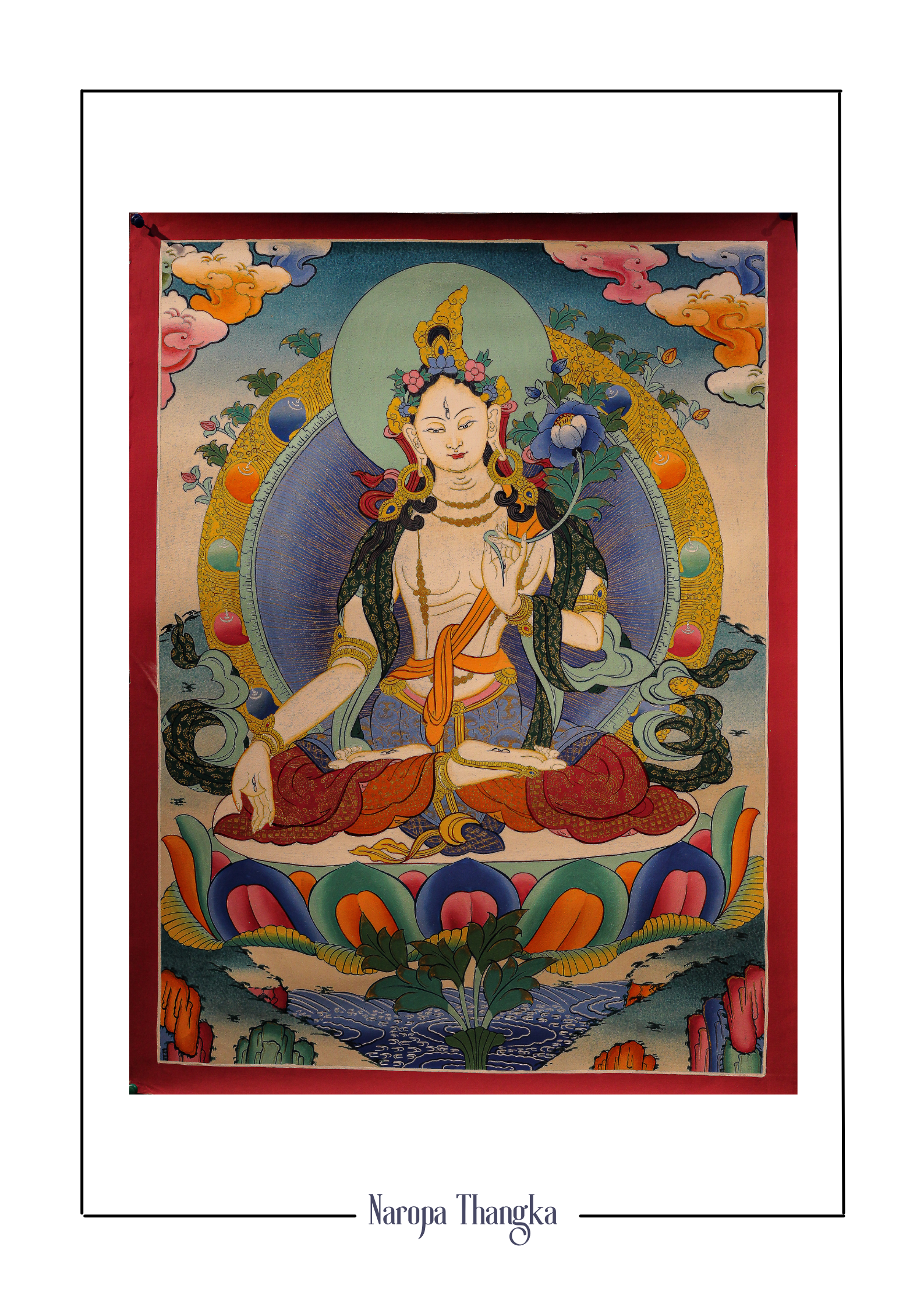 White Tara, Tibetan Thangka 56-40cm