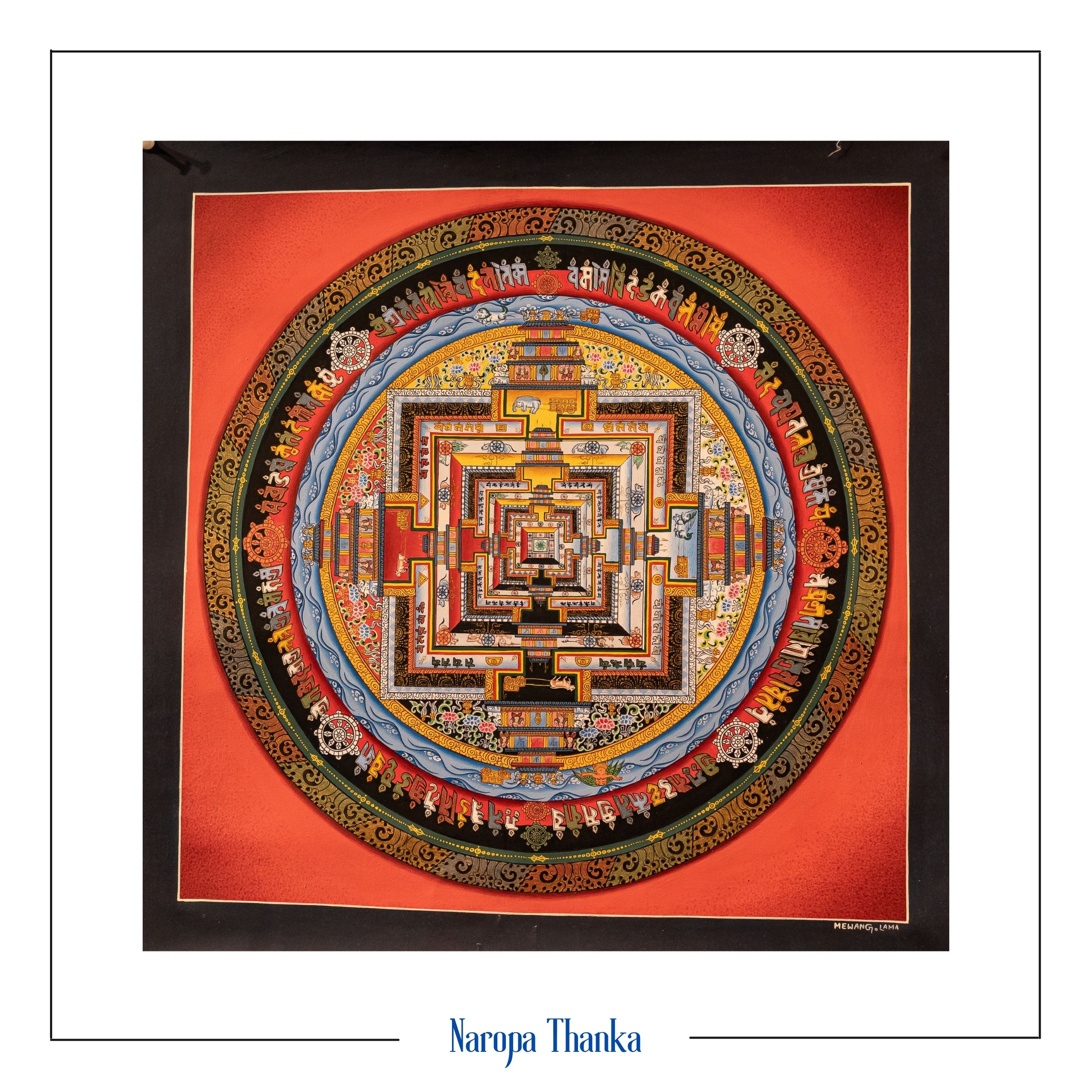 Kalachakra Mandala 36-36cm masterpiece 24k Gold paintings, signed by master artist