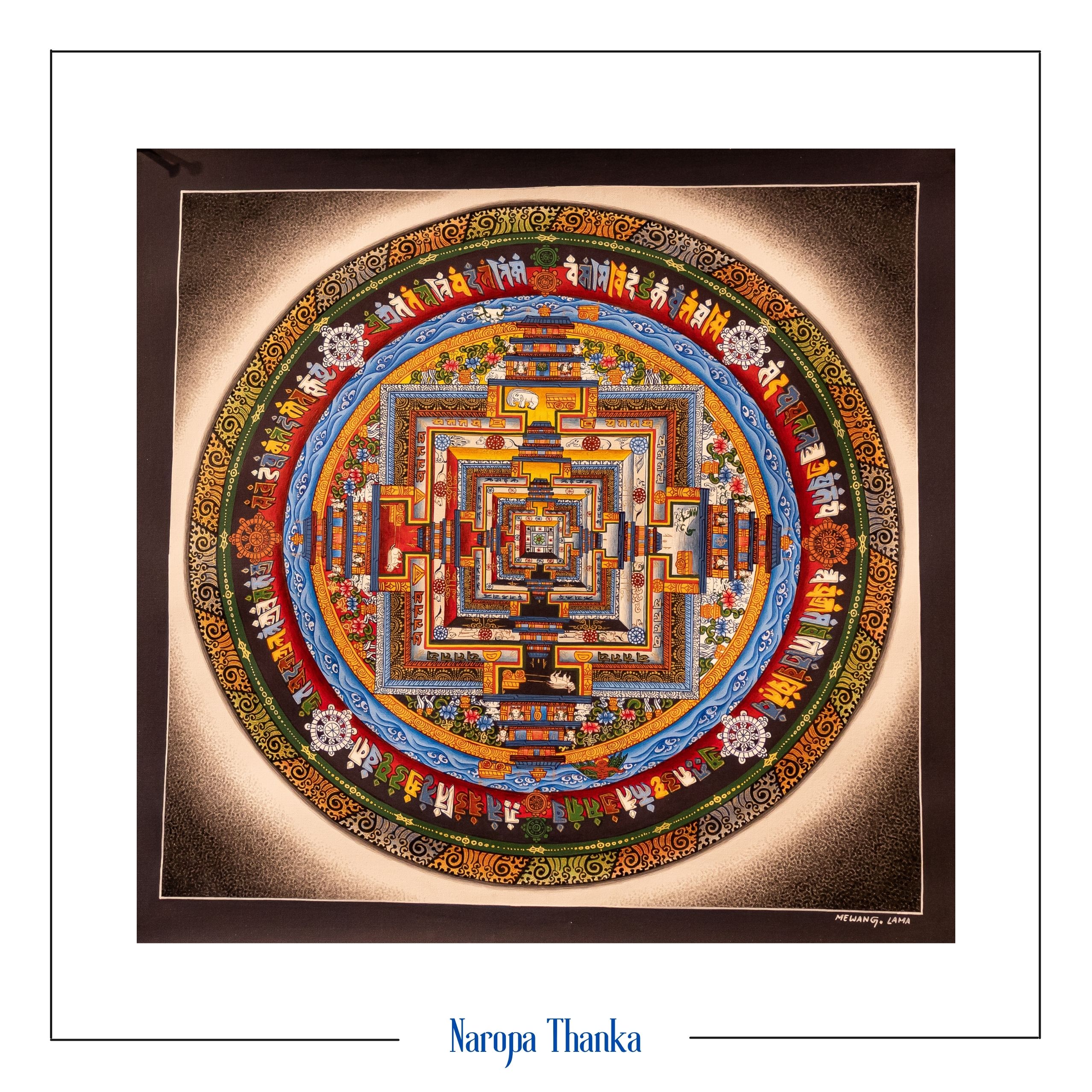 Kalachakra Mandala 33-33cm masterpiece 24k Gold paintings signed by master artist