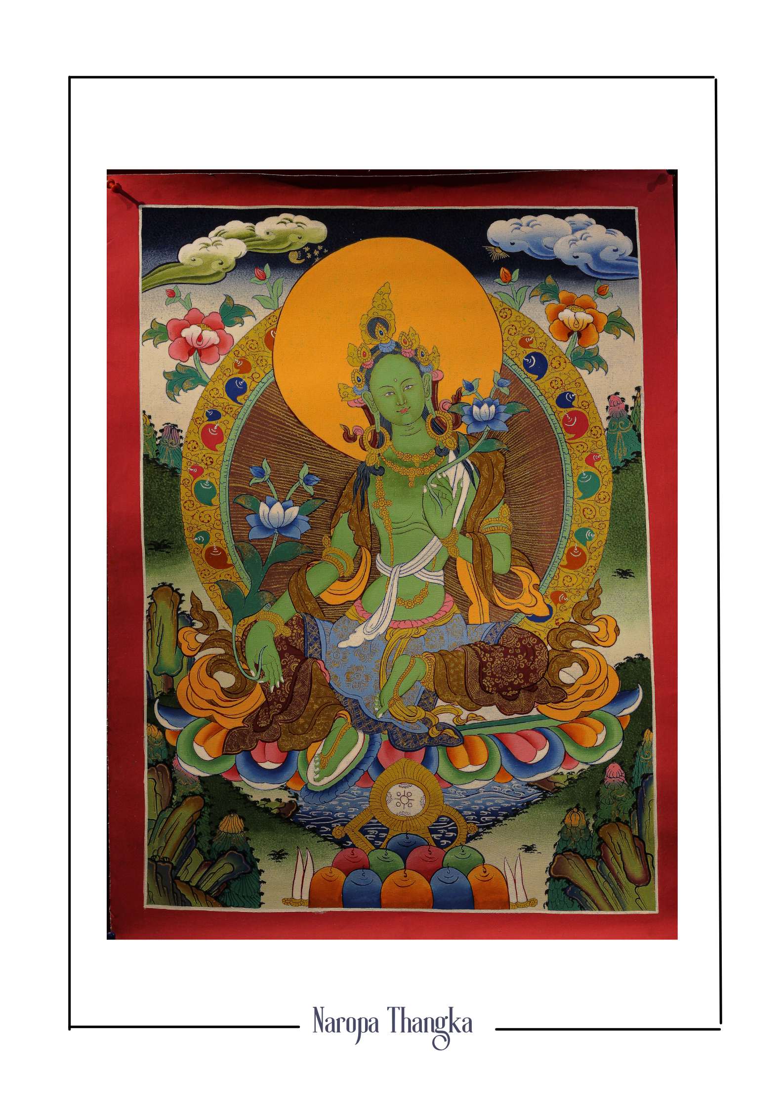 Green Tara, Tibetan Thangka 56-40cm