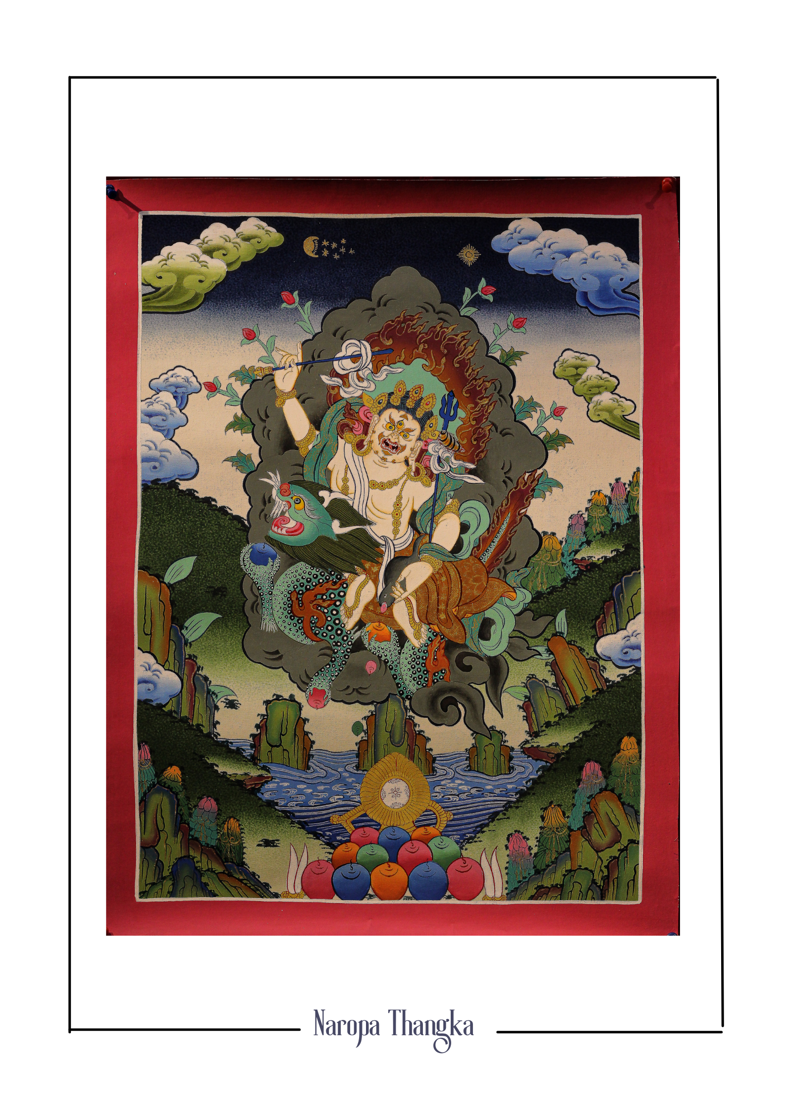 Zambhala (White Jambhala), Tibetan Thangka 48-36cm