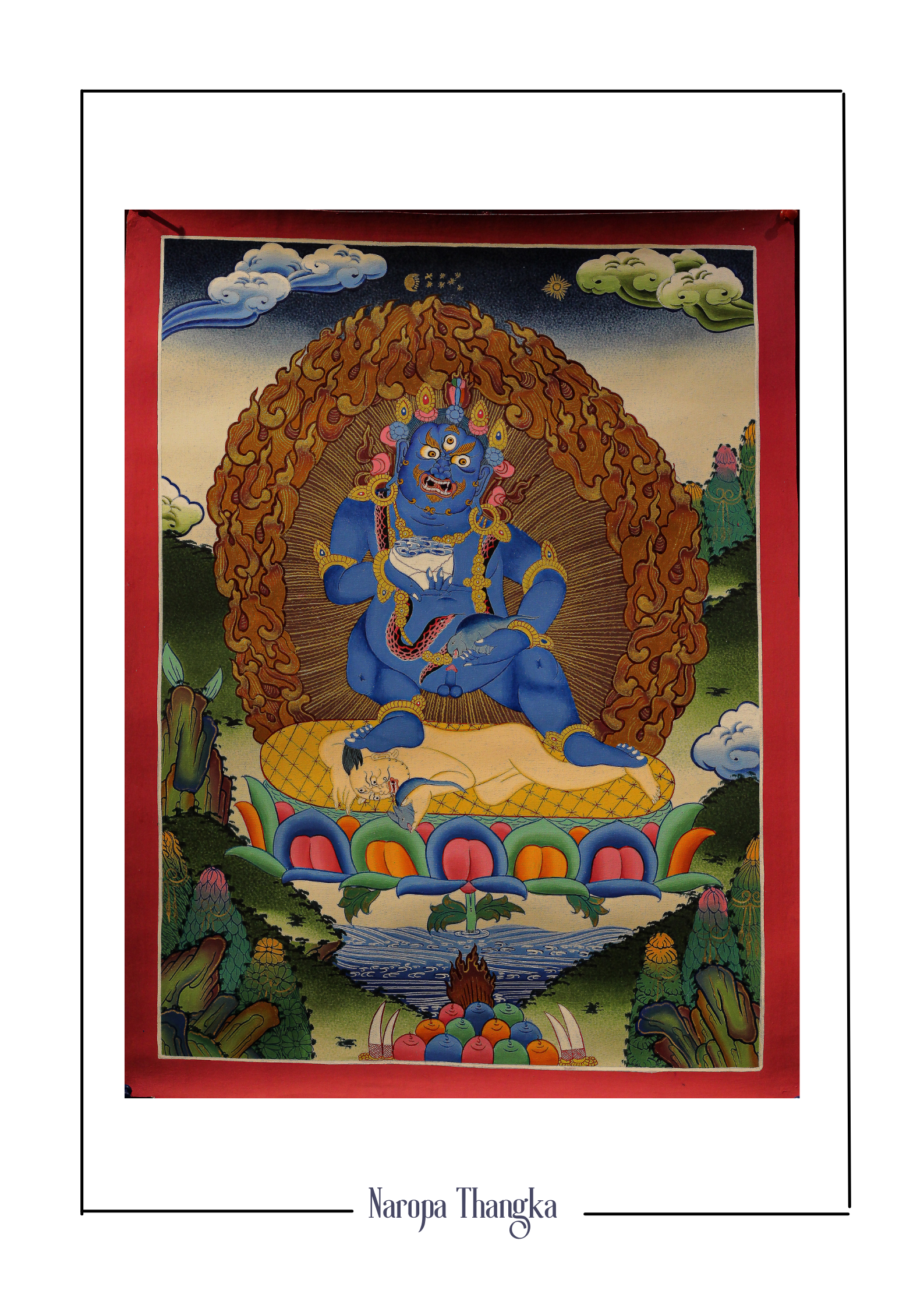 Zambhala (Black Jambhala), Tibetan Thangka 48-36cm
