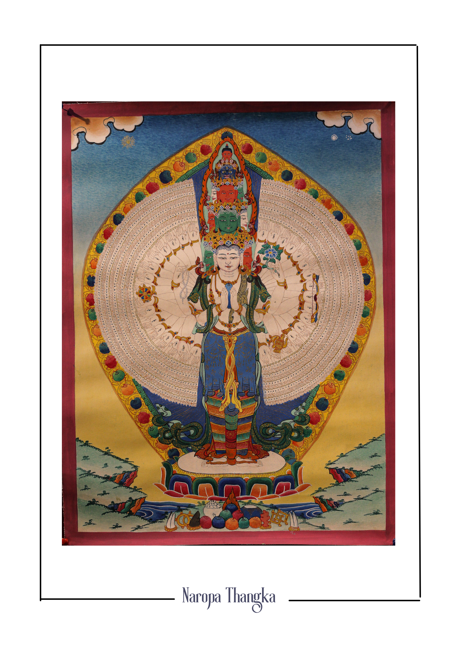 Avalokiteshvara , Tibetan Thangka 48-36cm