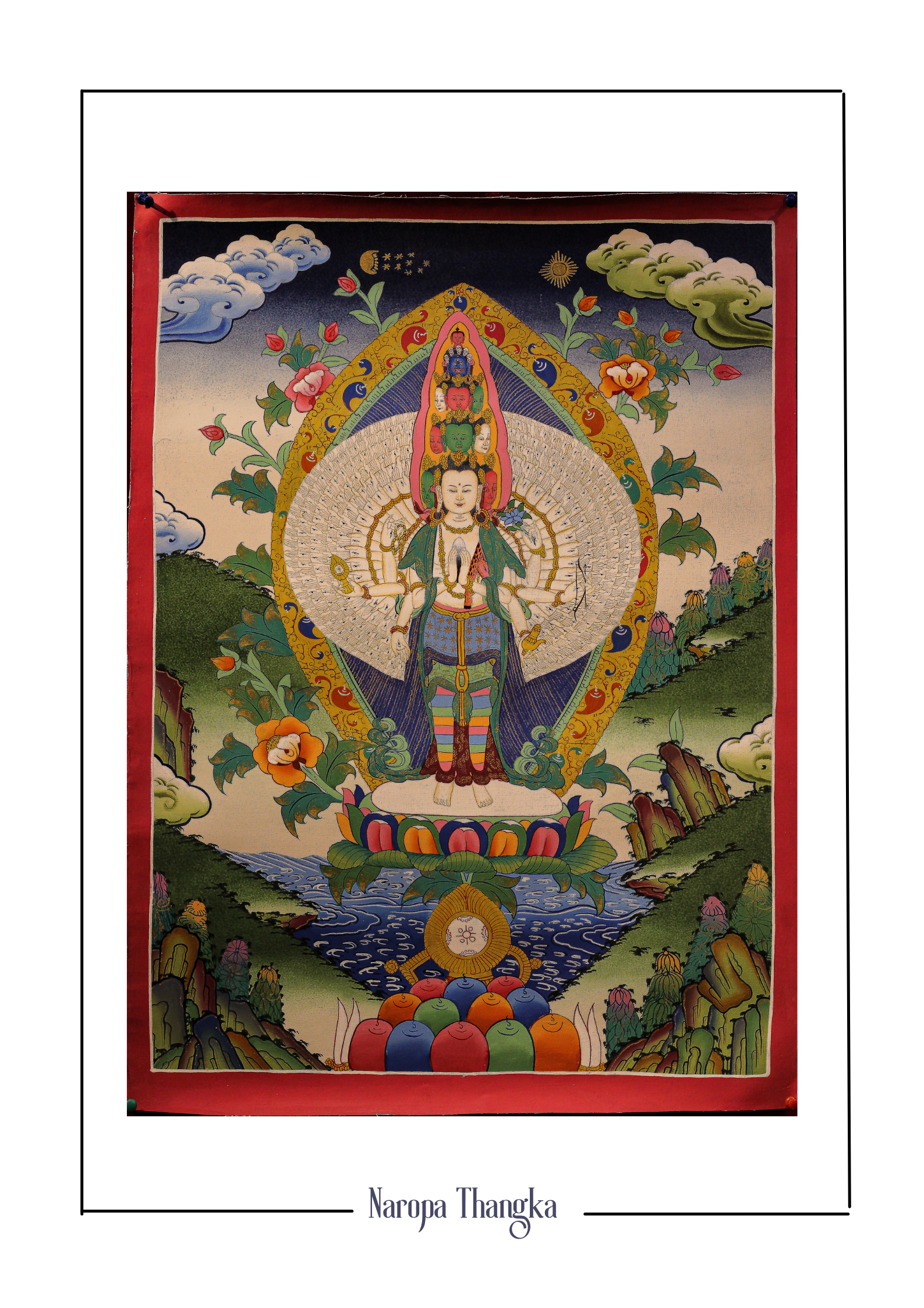 Avalokiteshvara , Tibetan Thangka 56-40cm