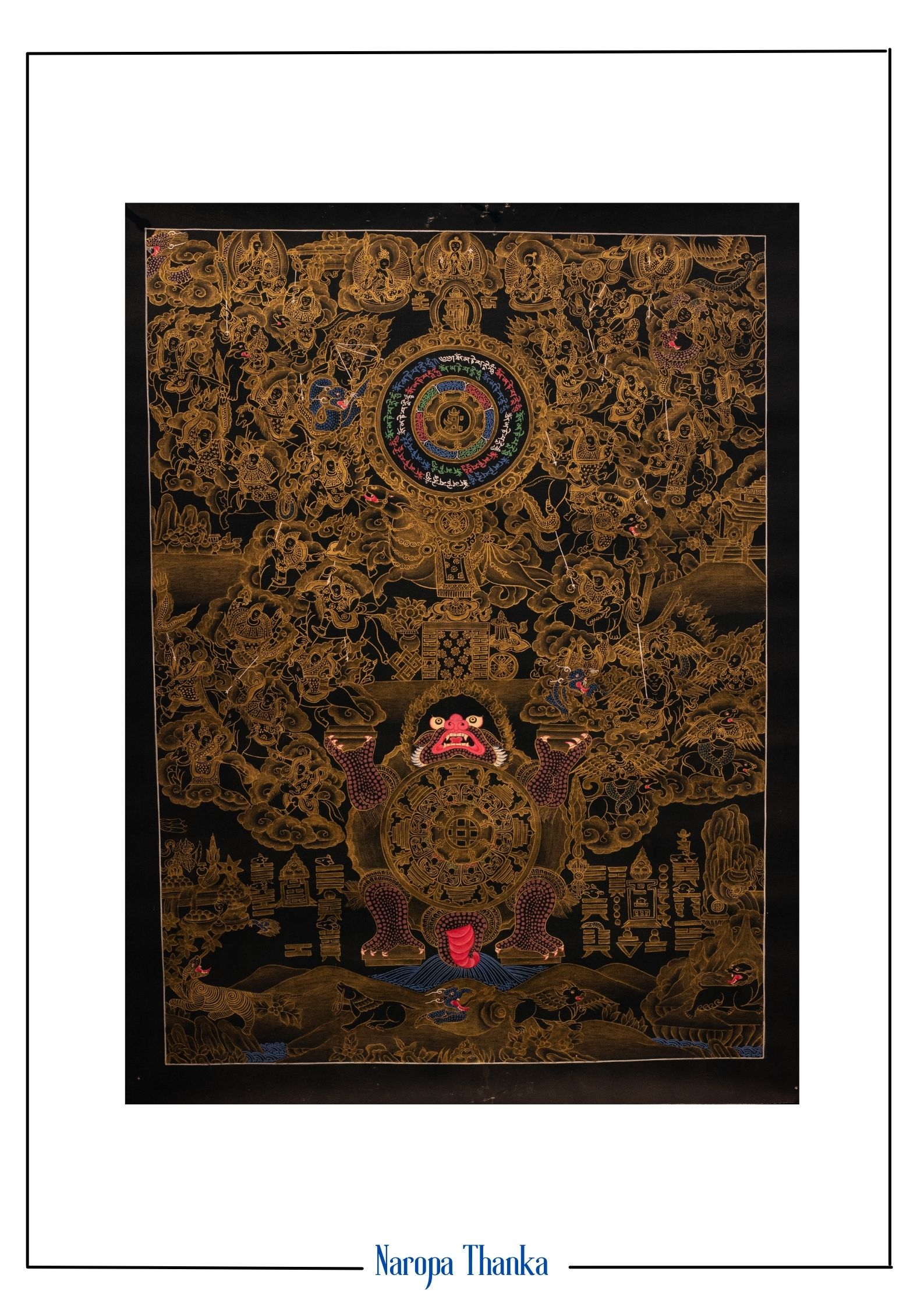 Black and Gold Tibetan Calendar, 24k Gold Paintings, Tibetan Thangka 48*36cm