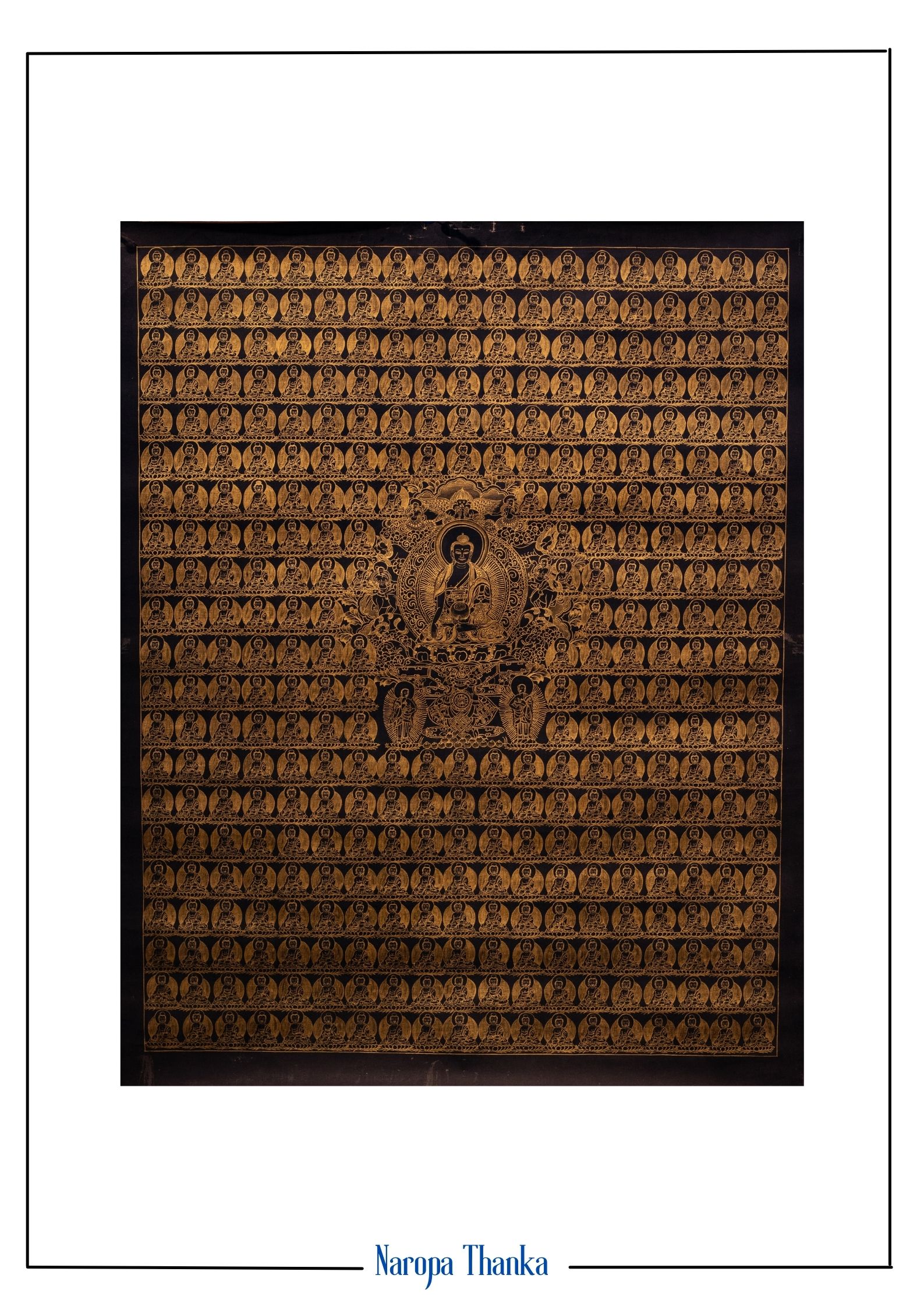 365 Sakyamuni Buddha (Siddartha Gautam Buddha), 24k Gold Paintings, Black and Gold,Tibetan Thangka 51*41cm