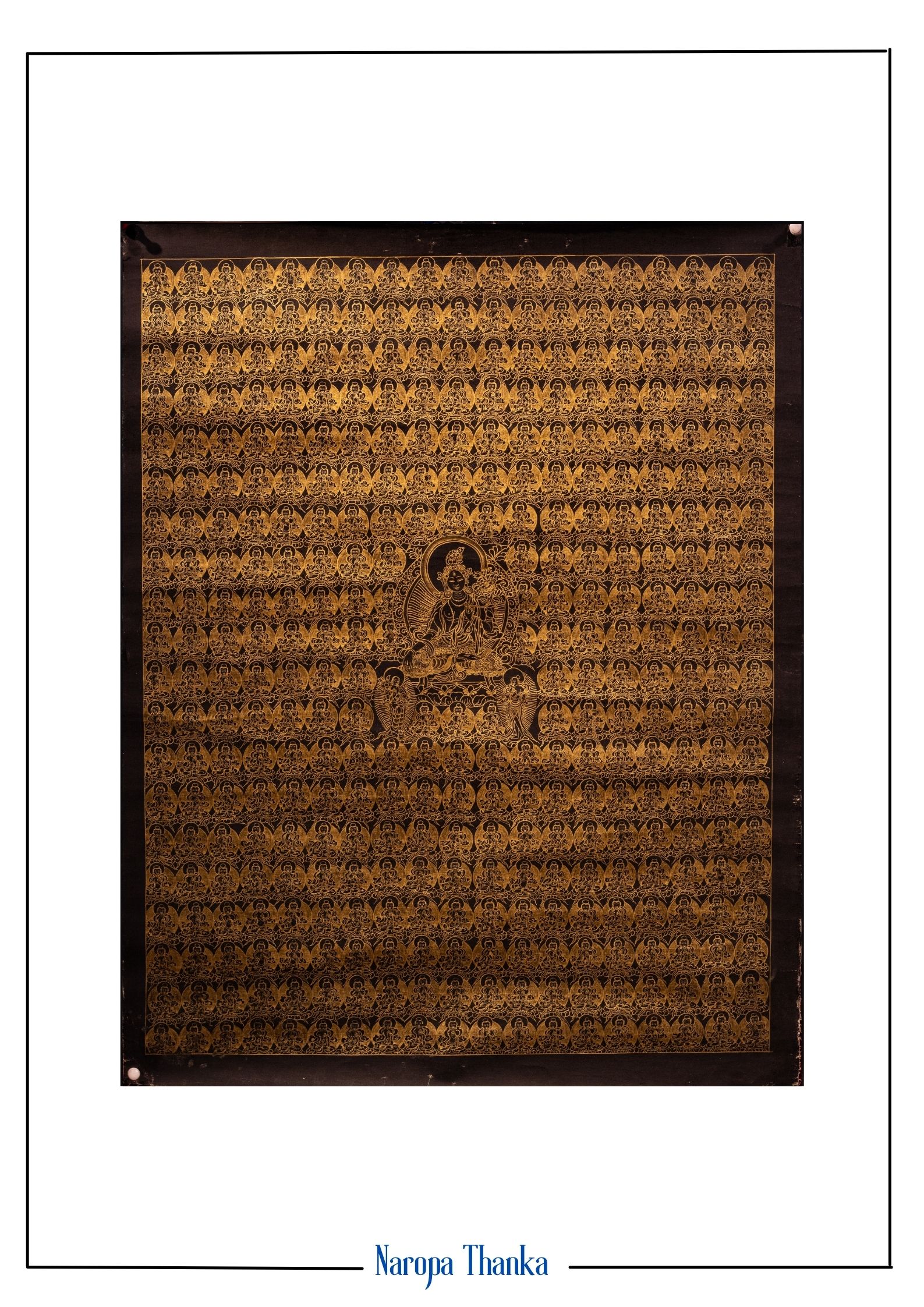 365 Black and Gold White Tara, 24k Gold Painting, Tibetan Thangka 51*40cm