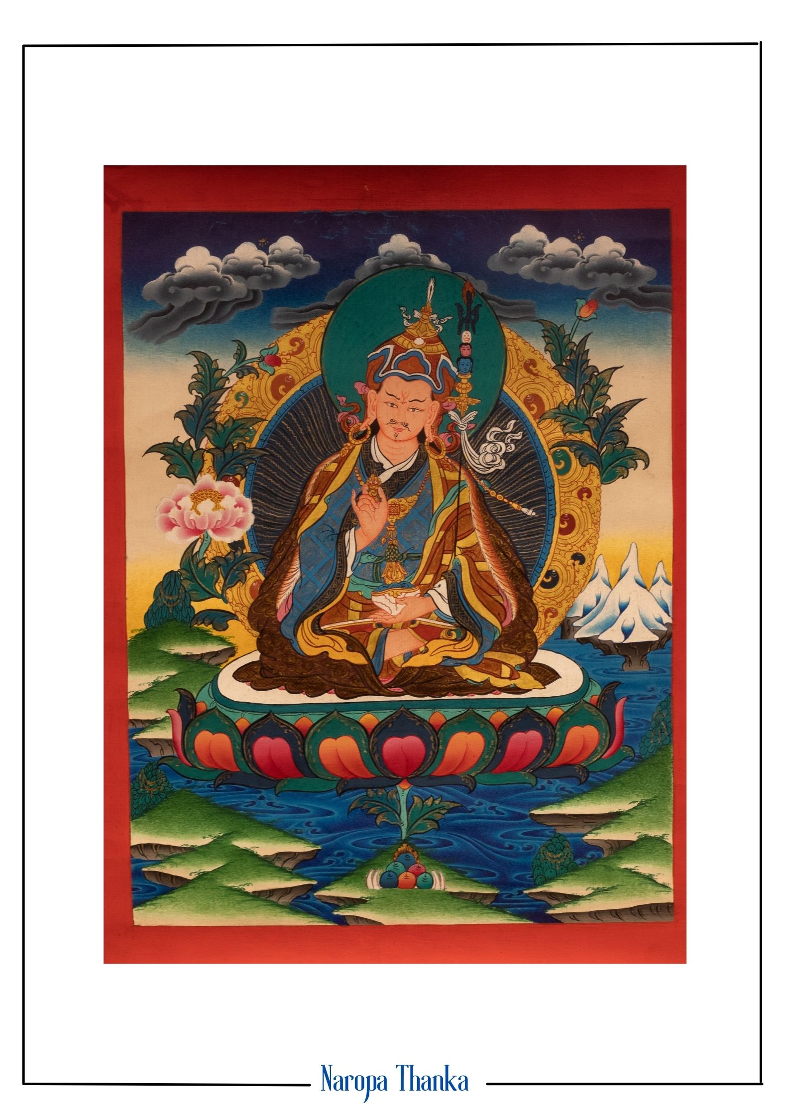 Guru Rimpoche (Padmasambhava), Tibetan Thangka 33-26cm