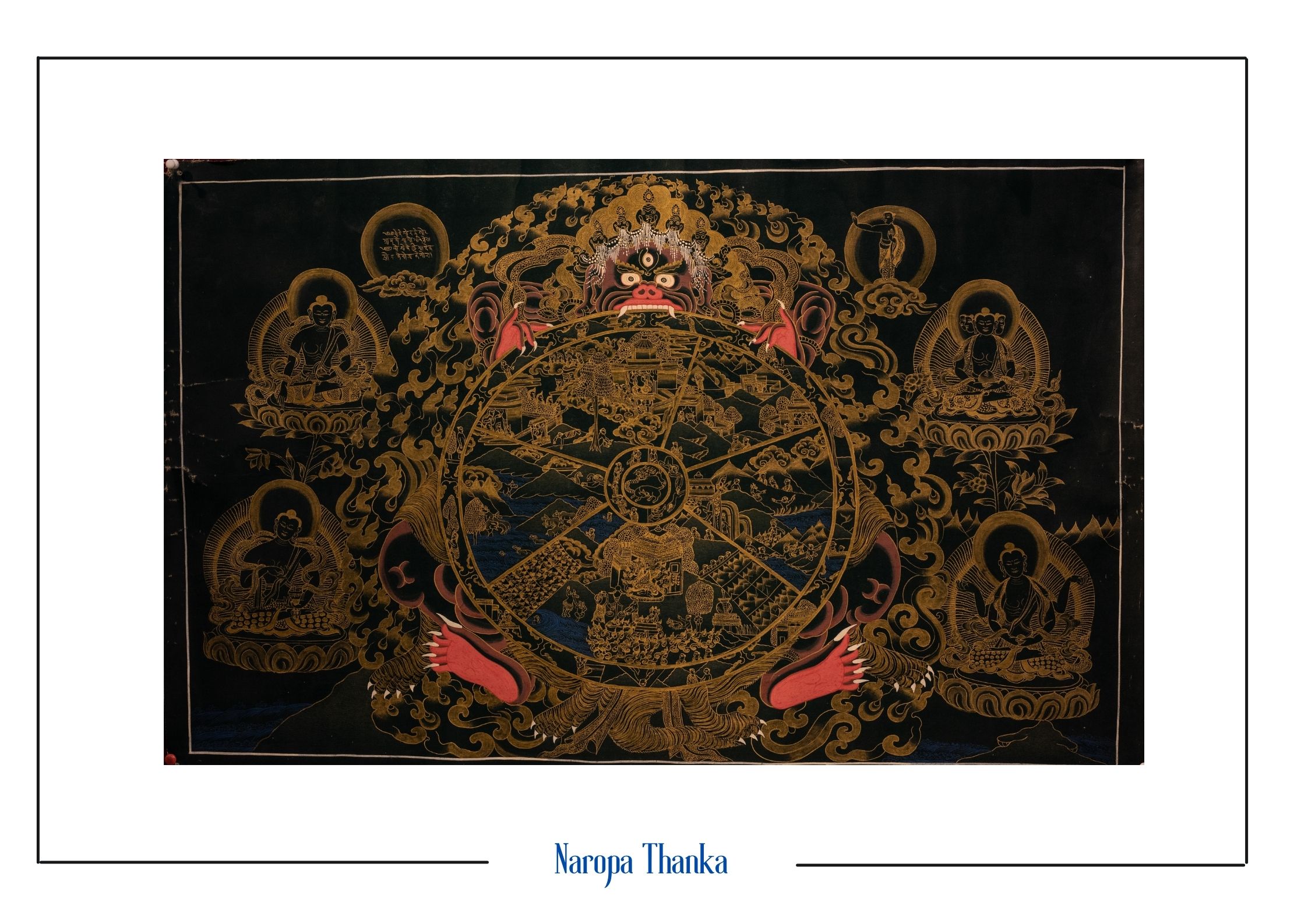 Black and Gold, 24k Gold Painting, Masterpiece, Wheel of Life (Samsara), Tibetan Thangka,  72*45cm