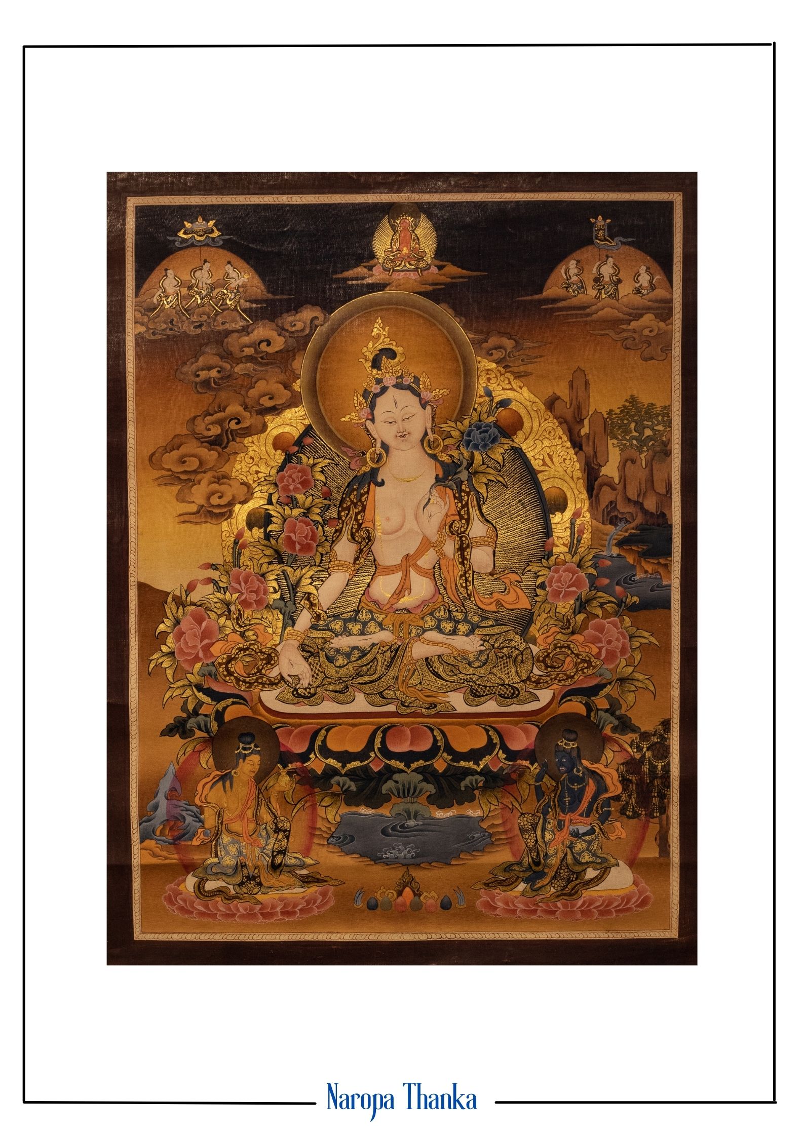 White Tara, Tibetan Thangka, 24k Gold painting, Masterpiece 35-26cm