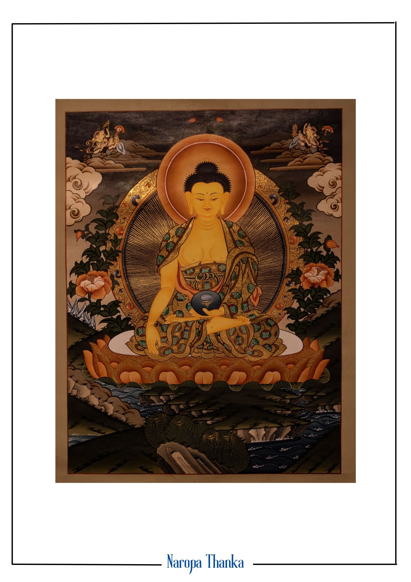 Sakyamuni Buddha (Siddartha Gautam Buddha), Fine Art, 24k Gold Painting,Tibetan Thangka 40*30cm