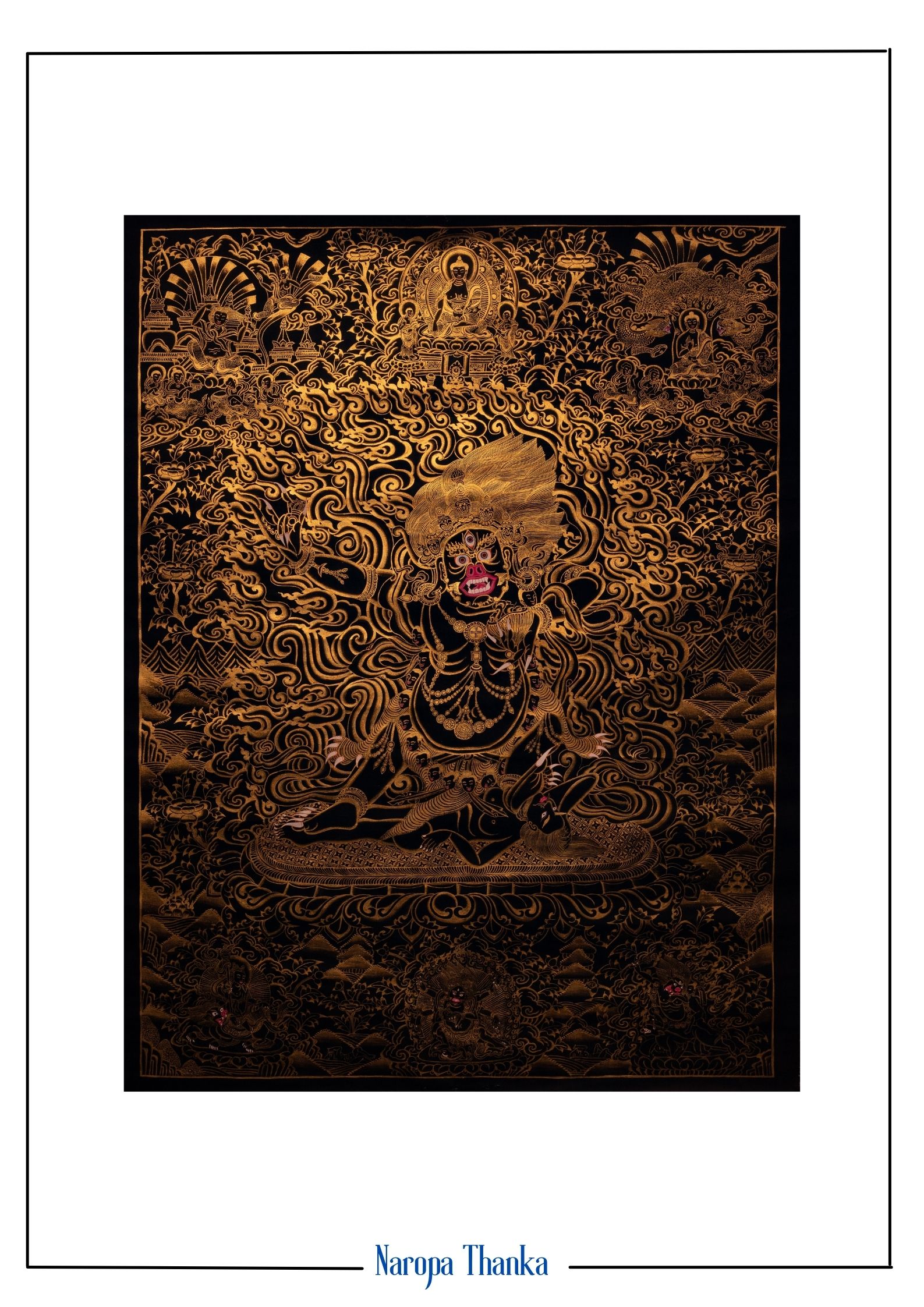 Black and Gold,Vajrapani, (God of Protection) Tibetan Thangka 89*66cm