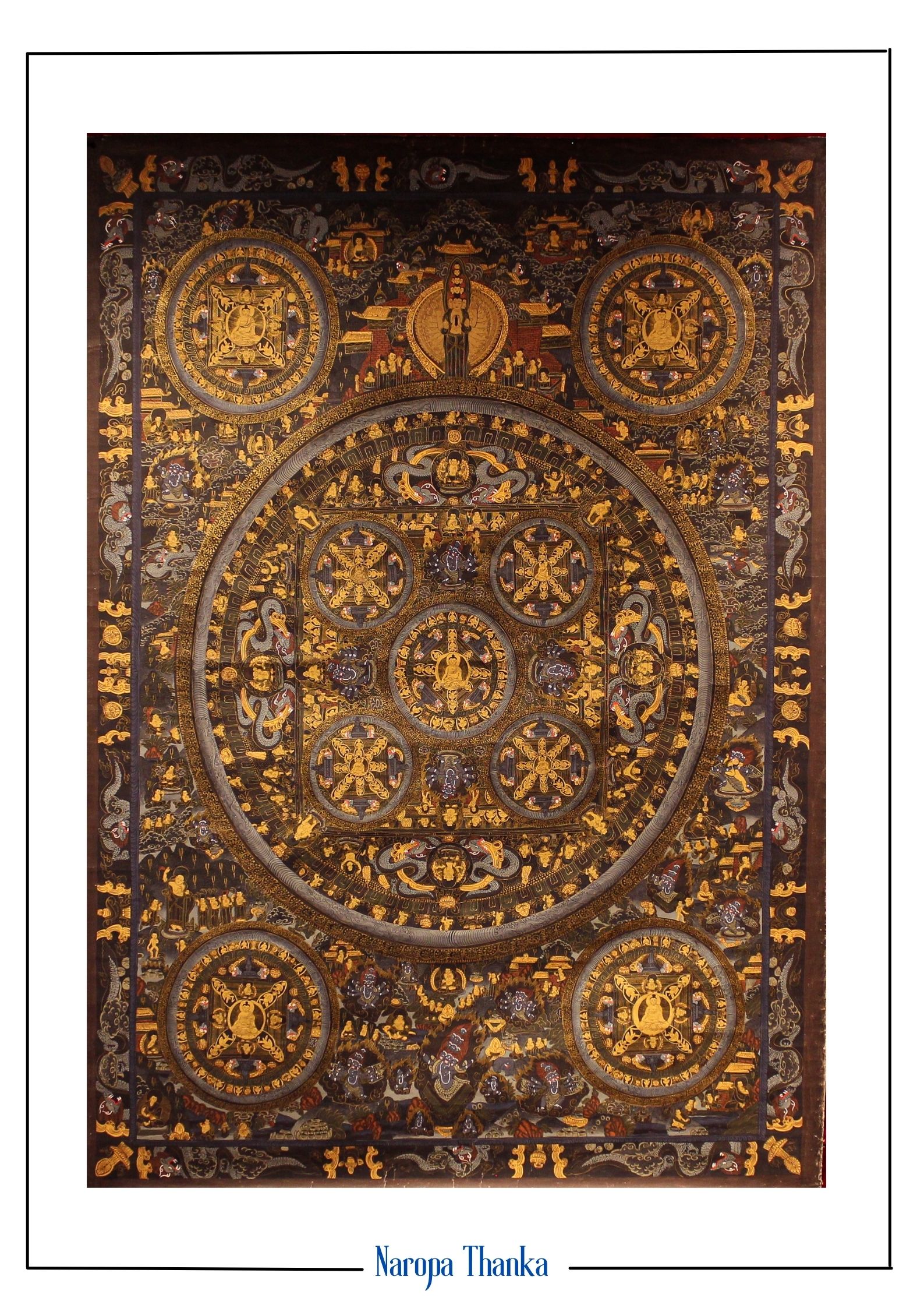 Buddha Mandala (Mandala for Peace), Tibetan Mandala 24k Gold Paintings (Masterpiece) 117*81cm