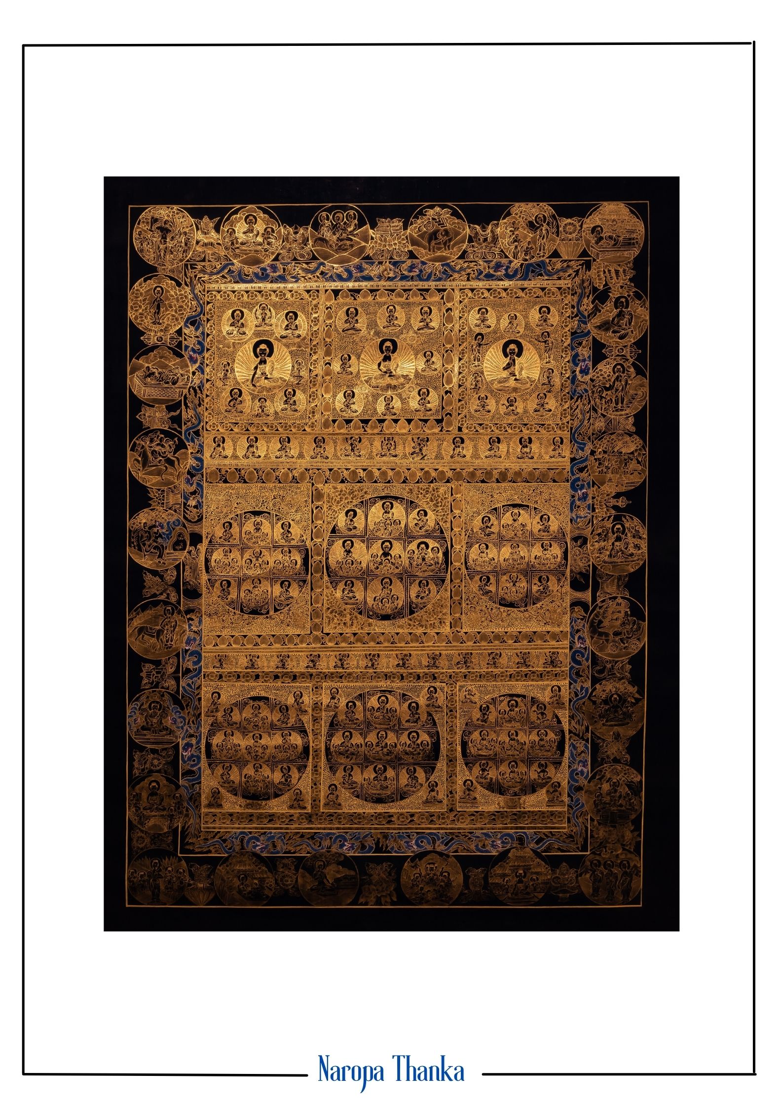Black and Gold Kyoto Mandala, Japanese mandala 80*59cm